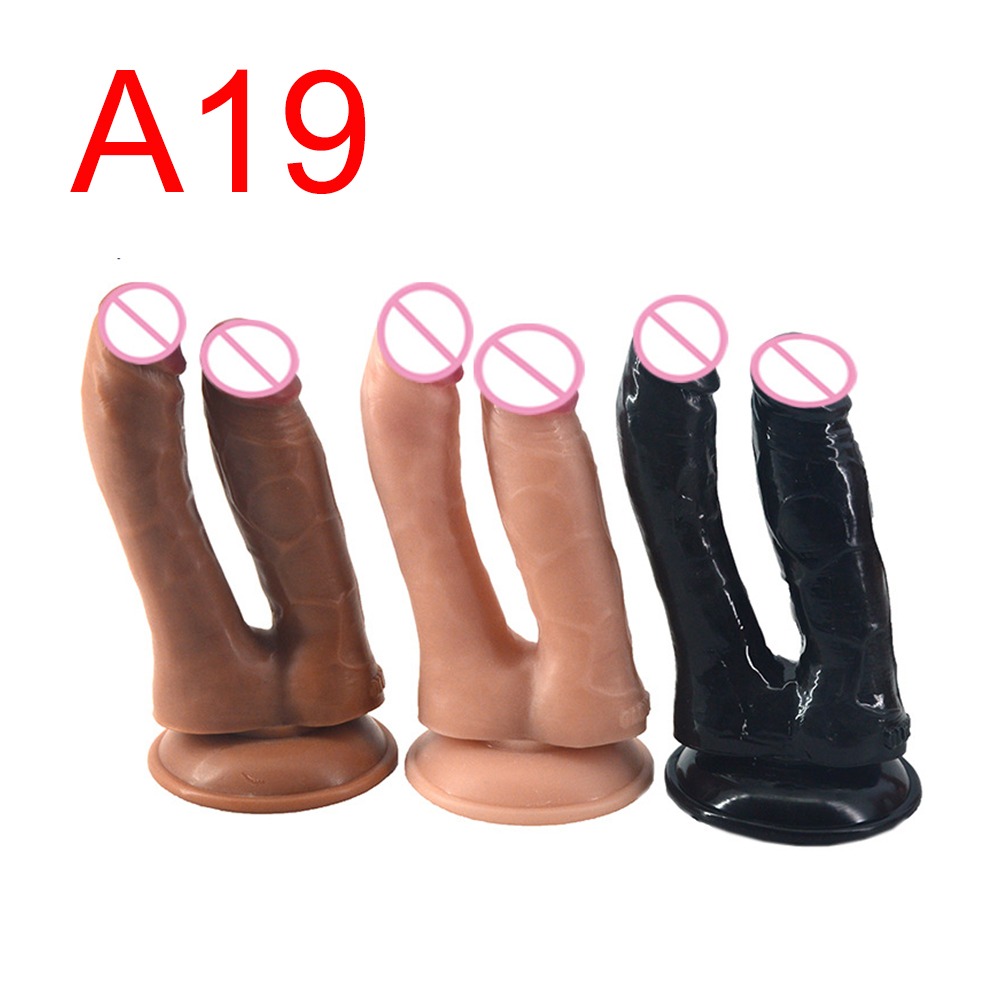 Double-Headed Realistic Dildo with Suction Base, 18 cm