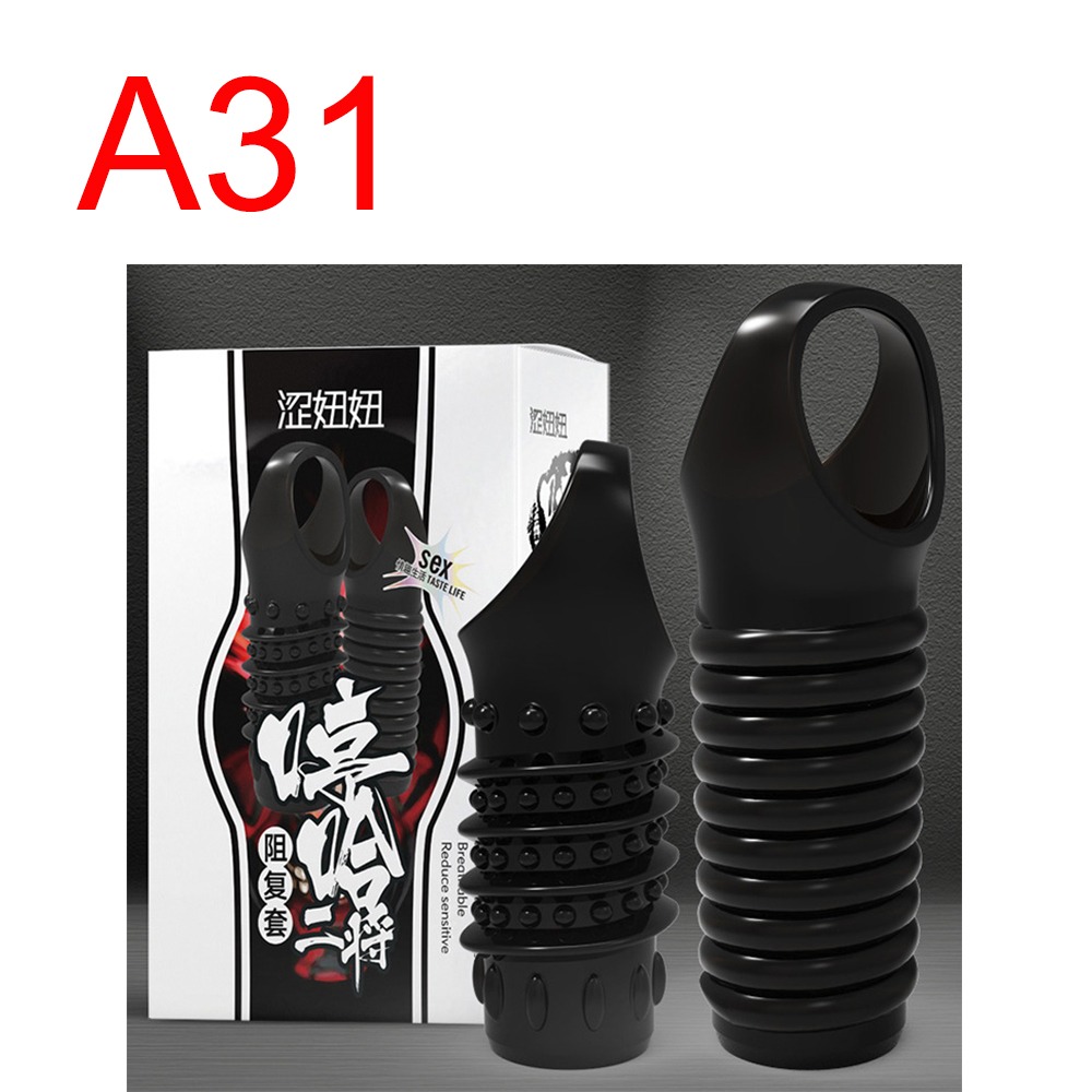 Black Silicone Penis Sleeve, Studded or Ribbed — 2 pcs per pack