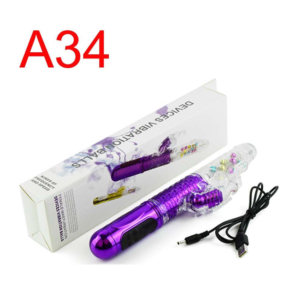 Rotating Bead Rabbit Vibrator with USB Charging, 13 cm