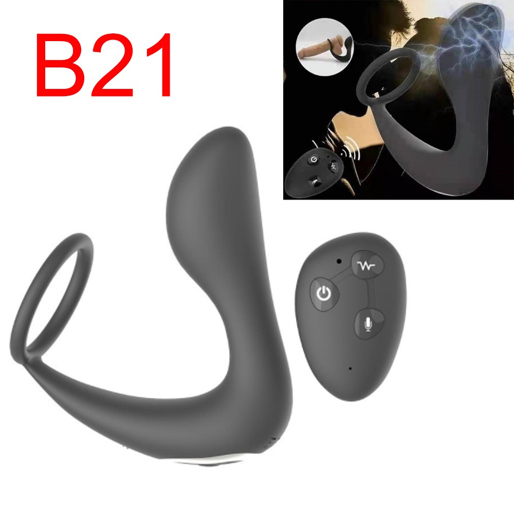 Prostate Massager and Cock Ring Vibrator with Remote, 13 cm
