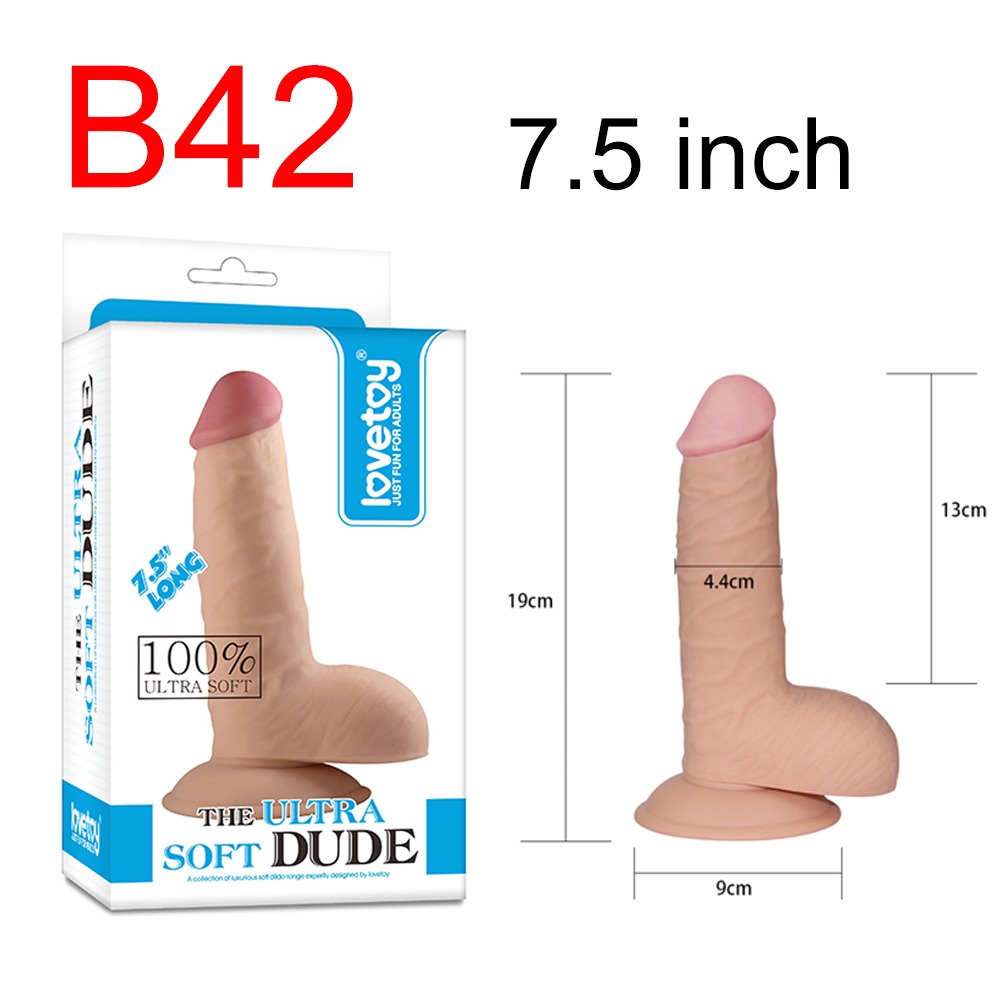 Lovetoy Ultra Soft Dude Realistic Dildo, 7.5 inch, 100% Ultra Soft