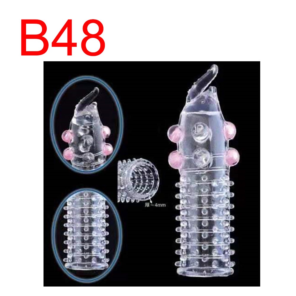 Crystal Penis Sleeve with Beads and Ring, Silicone