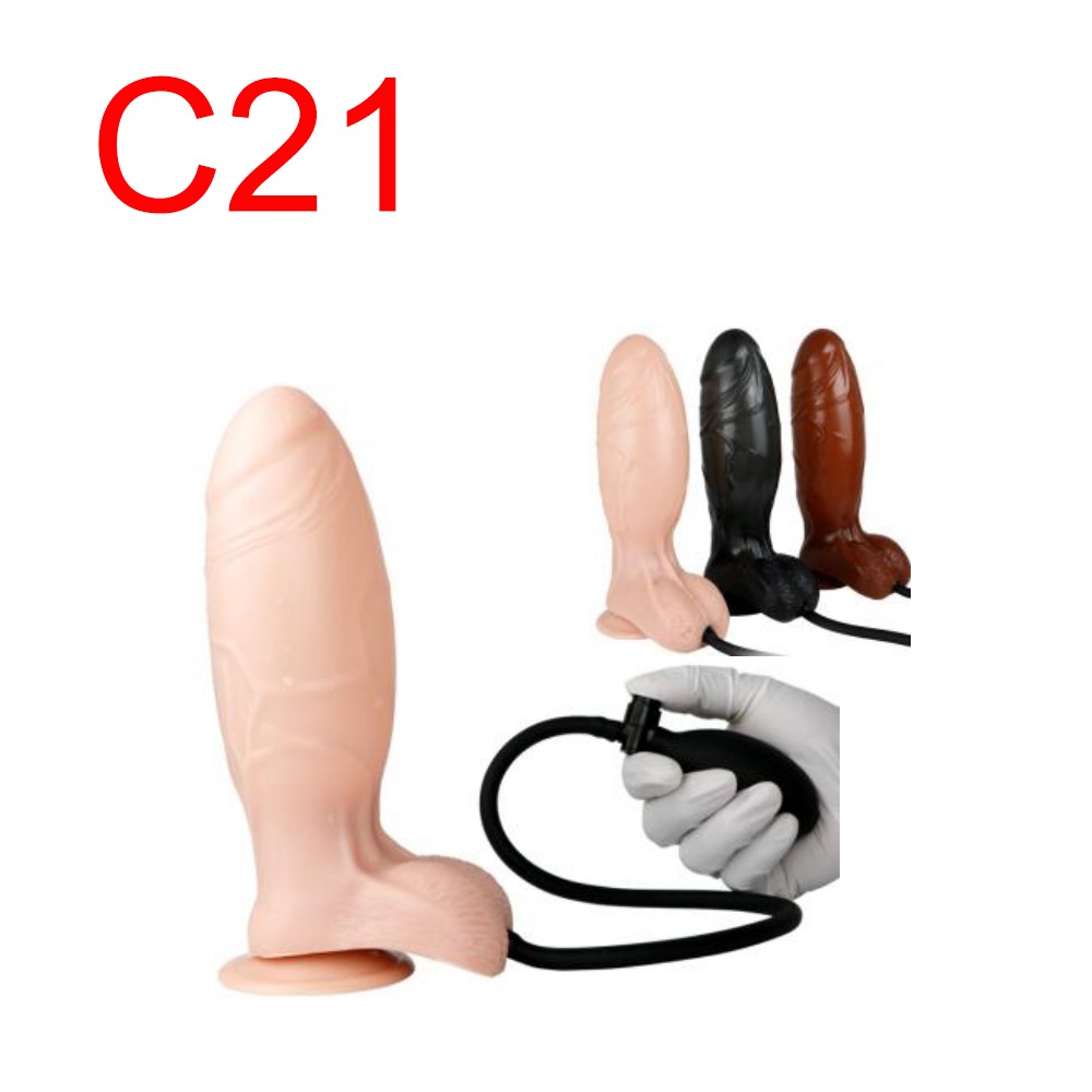 Inflatable Realistic Dildo with Hand Pump, 18 cm