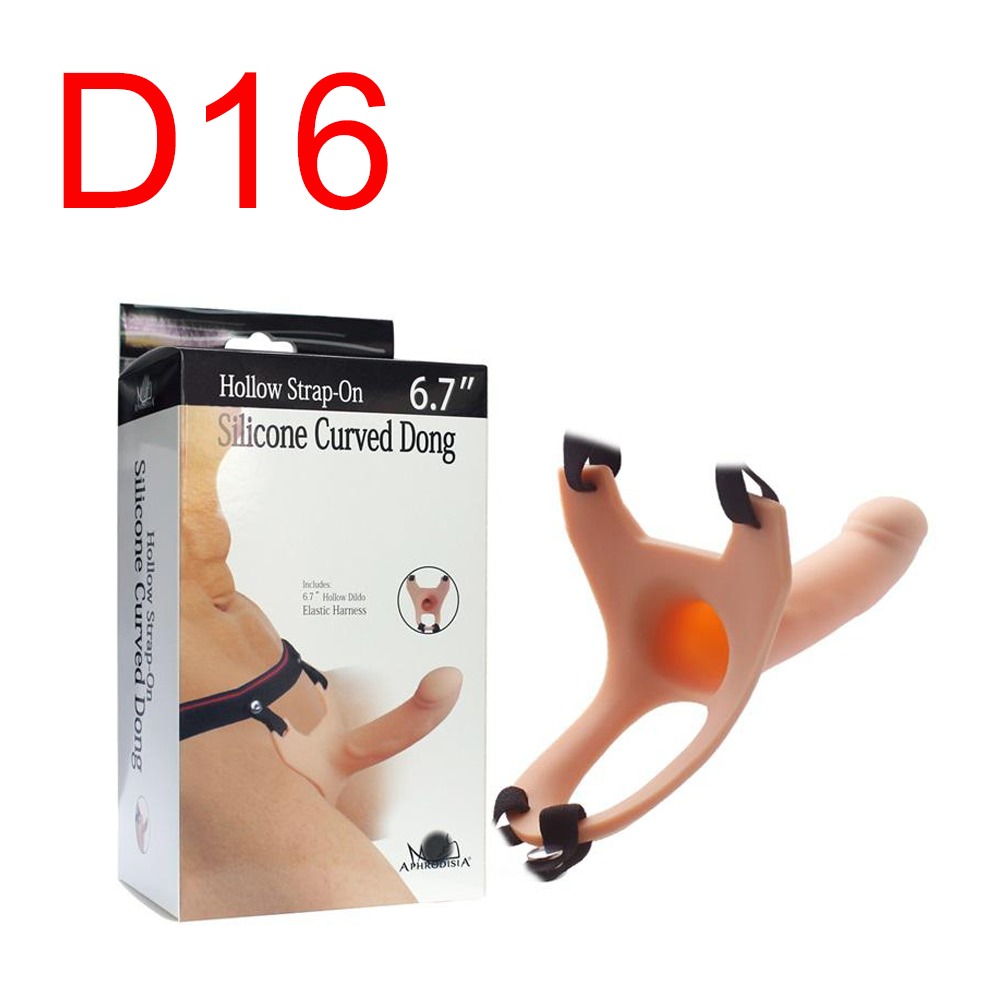 Hollow Strap-On with Curved Silicone Dong, 6.7 inch