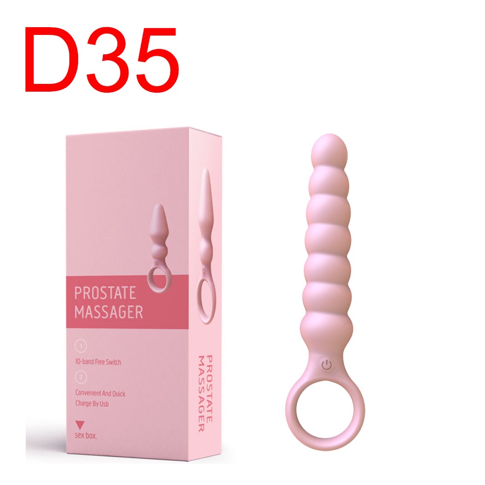 Pink Anal Beads Prostate Massager with Ring Handle, 15 cm