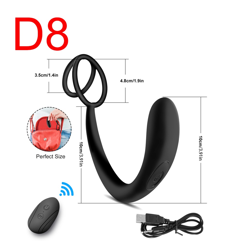Anal and Cock Ring Vibrator with Remote, USB, 10 cm