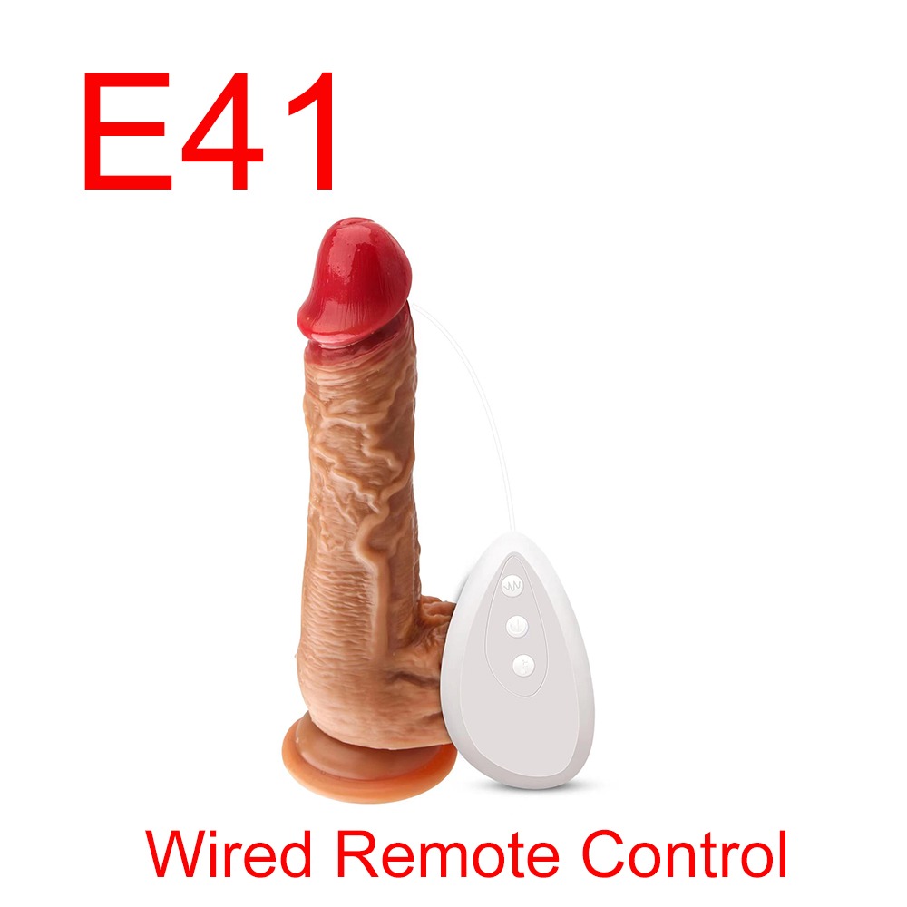 Realistic Vibrating Dildo with Wired Remote, Red Head, 18 cm