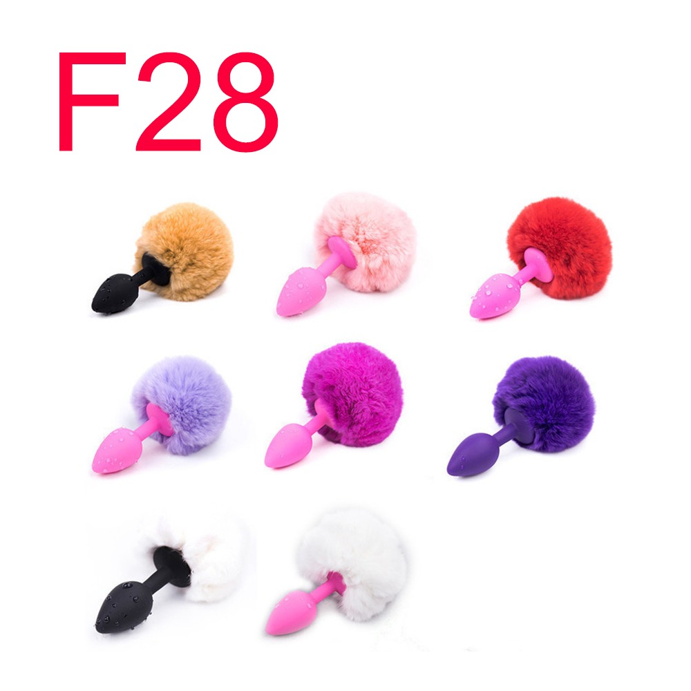 Fluffy Tail Anal Plug with Metal Base, 7 cm