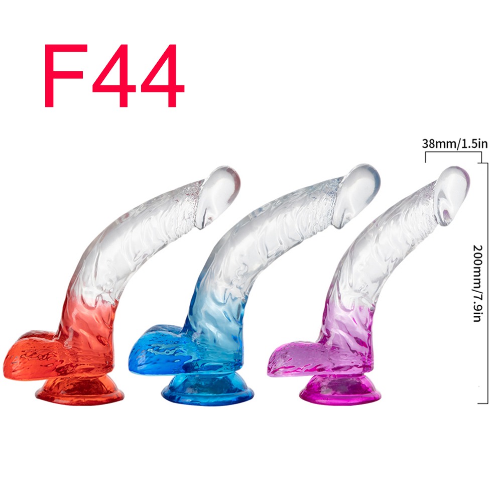 Crystal Jelly Dildo with Balls, Gradient, 20 cm