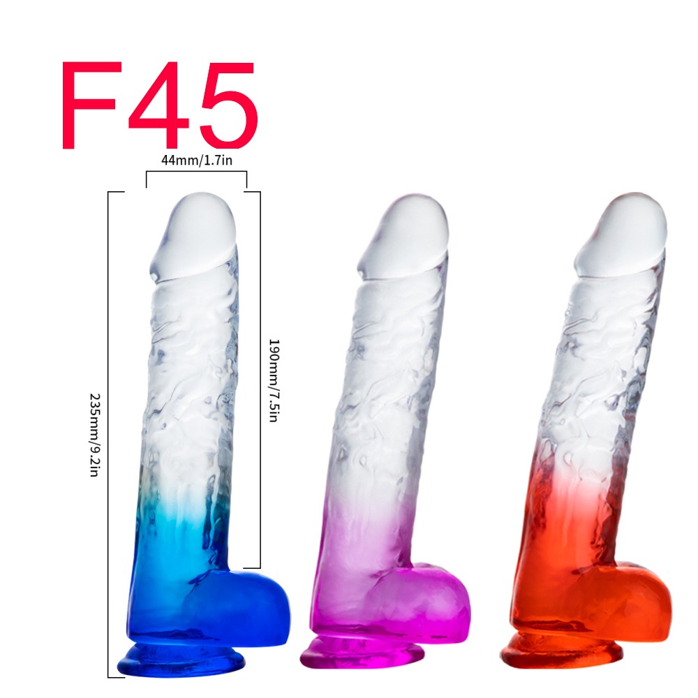 Crystal Realistic Jelly Dildo, Gradient, 23.5 cm