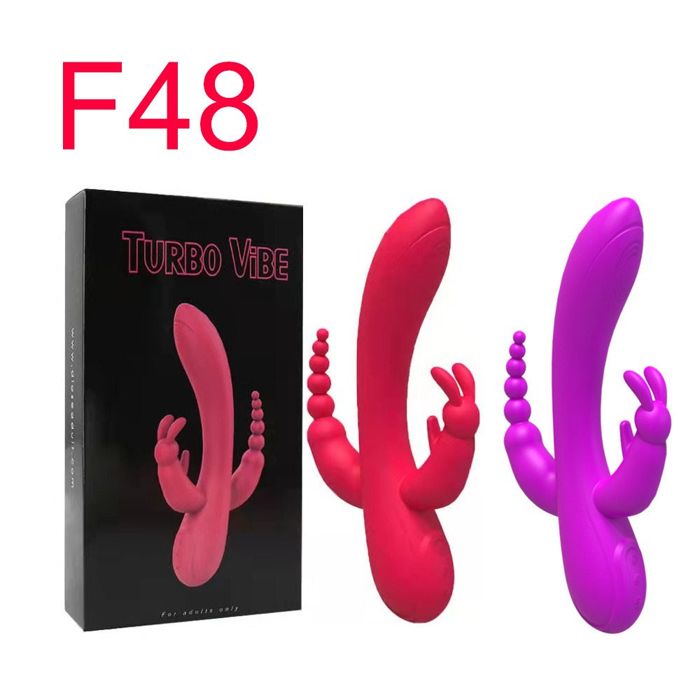 Turbo Vibe Rabbit Vibrator with Anal Beads, 13 cm