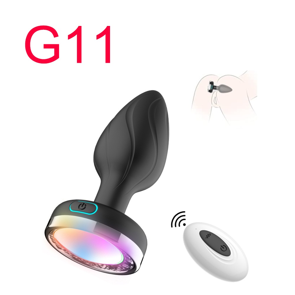 RGB Light-Up Vibrating Anal Plug with Remote, 7.5 cm