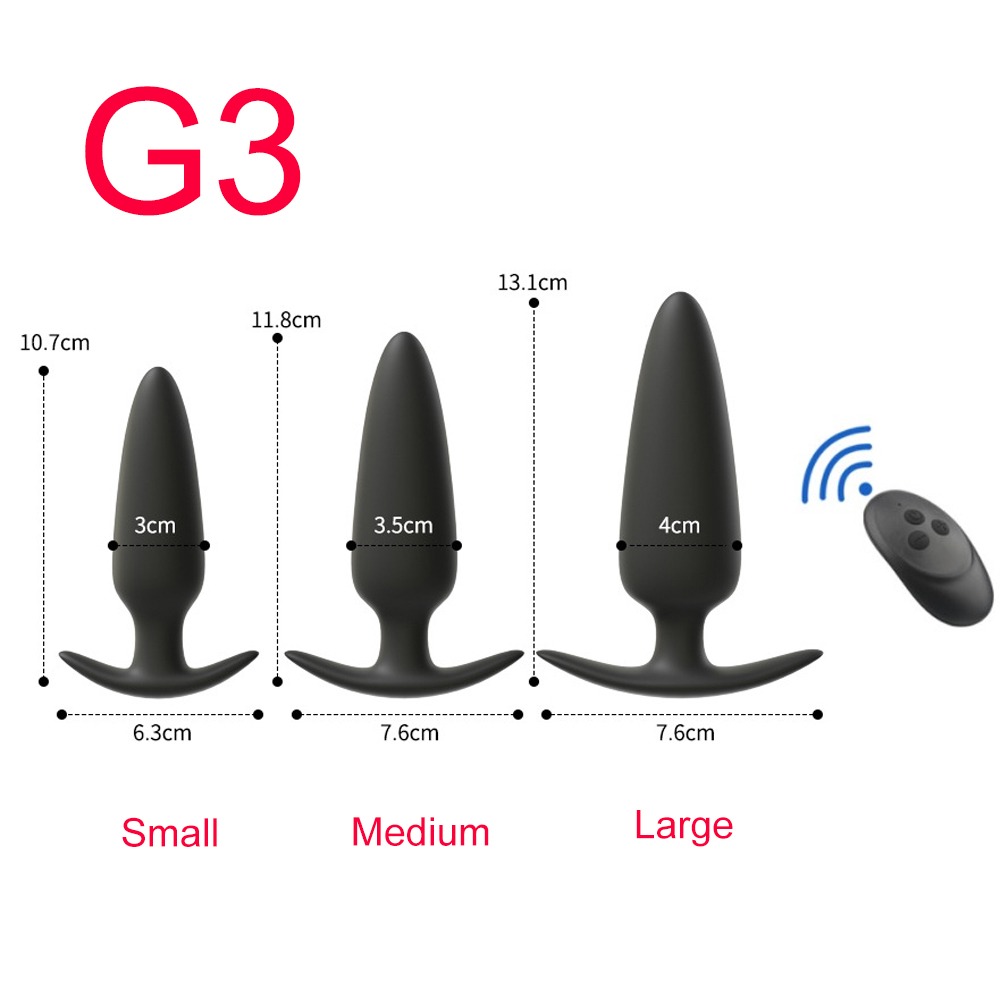 Silicone Anal Plug with Remote — choose S, M or L