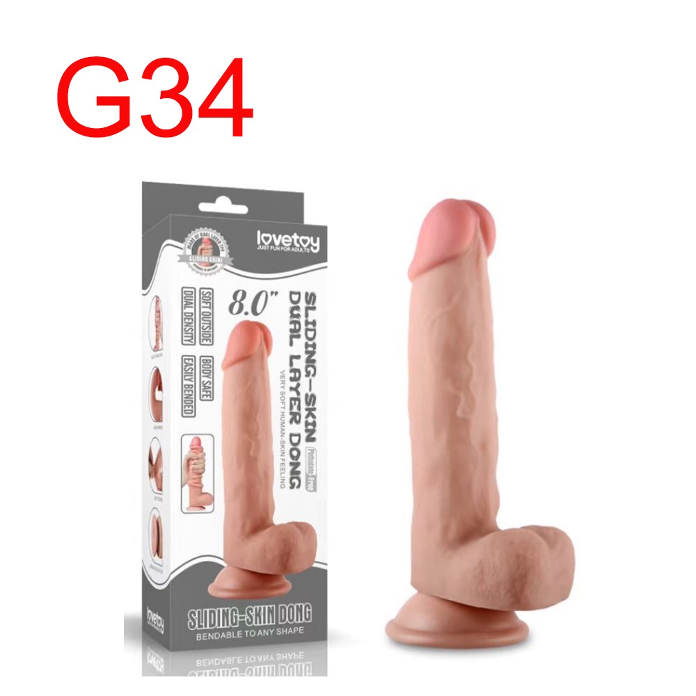 Lovetoy Sliding-Skin Dual Layer Dong, 8 inch, Bendable