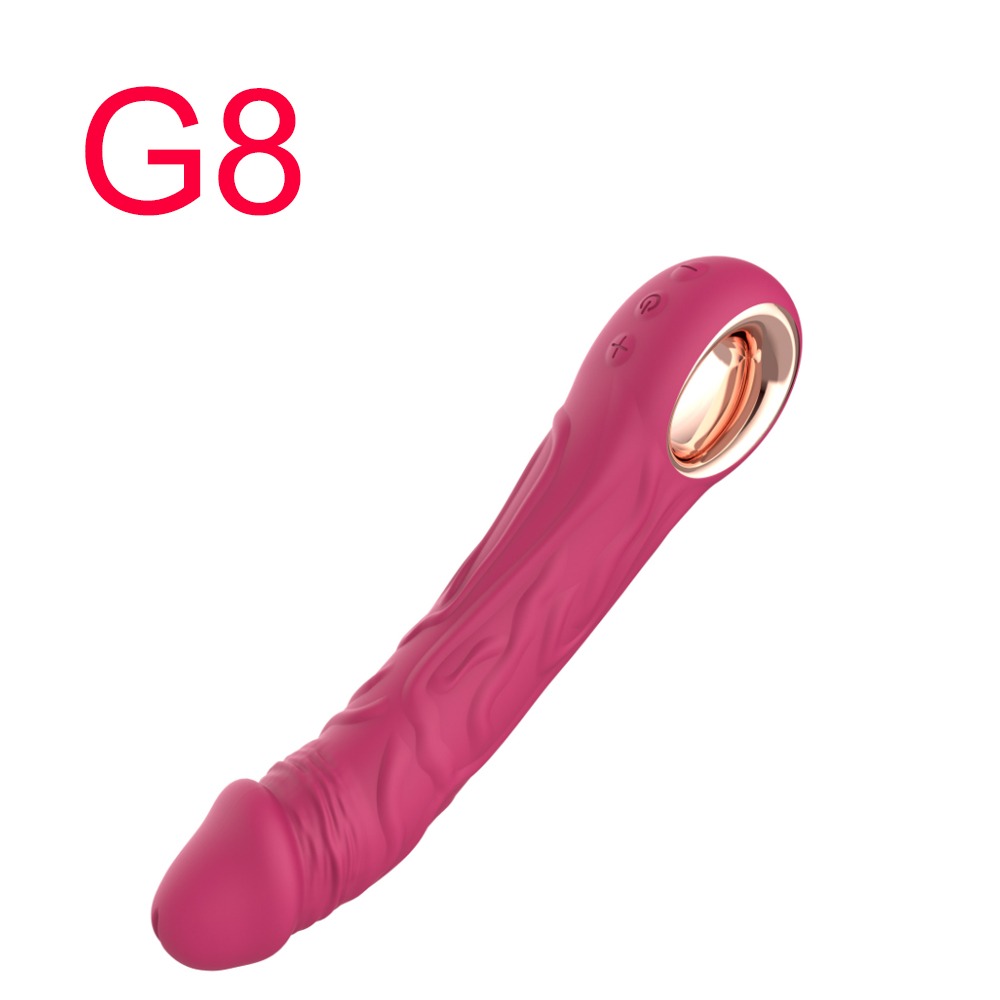 Pink Silicone G-Spot Vibrator, Realistic Texture, 10 Modes