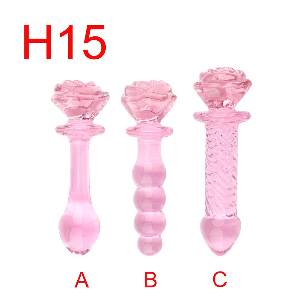 Pink Rose Crystal Glass Anal Plug — Three Designs