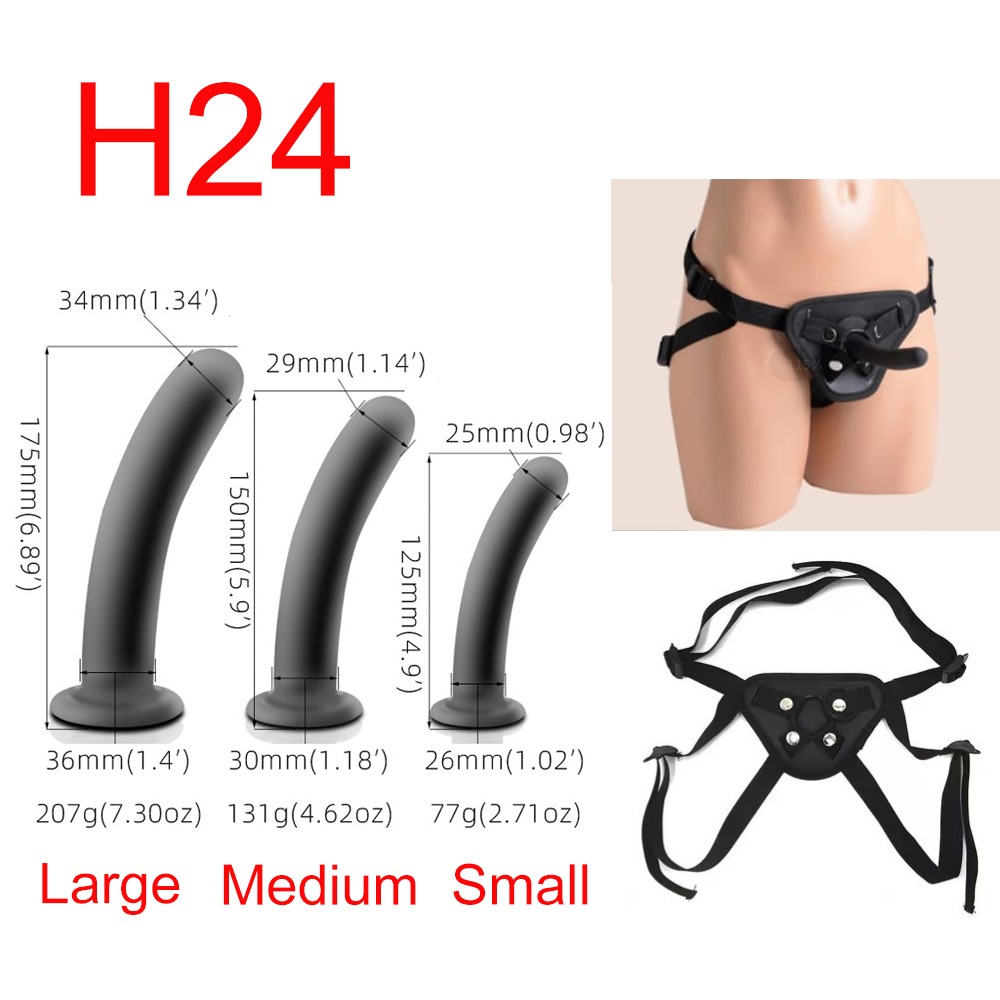 Strap-On Harness with Silicone Dong, Black — choose S, M or L