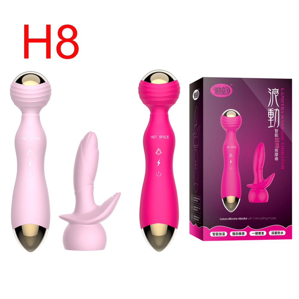 Pink Wand Vibrator with Interchangeable Head, 10 Modes